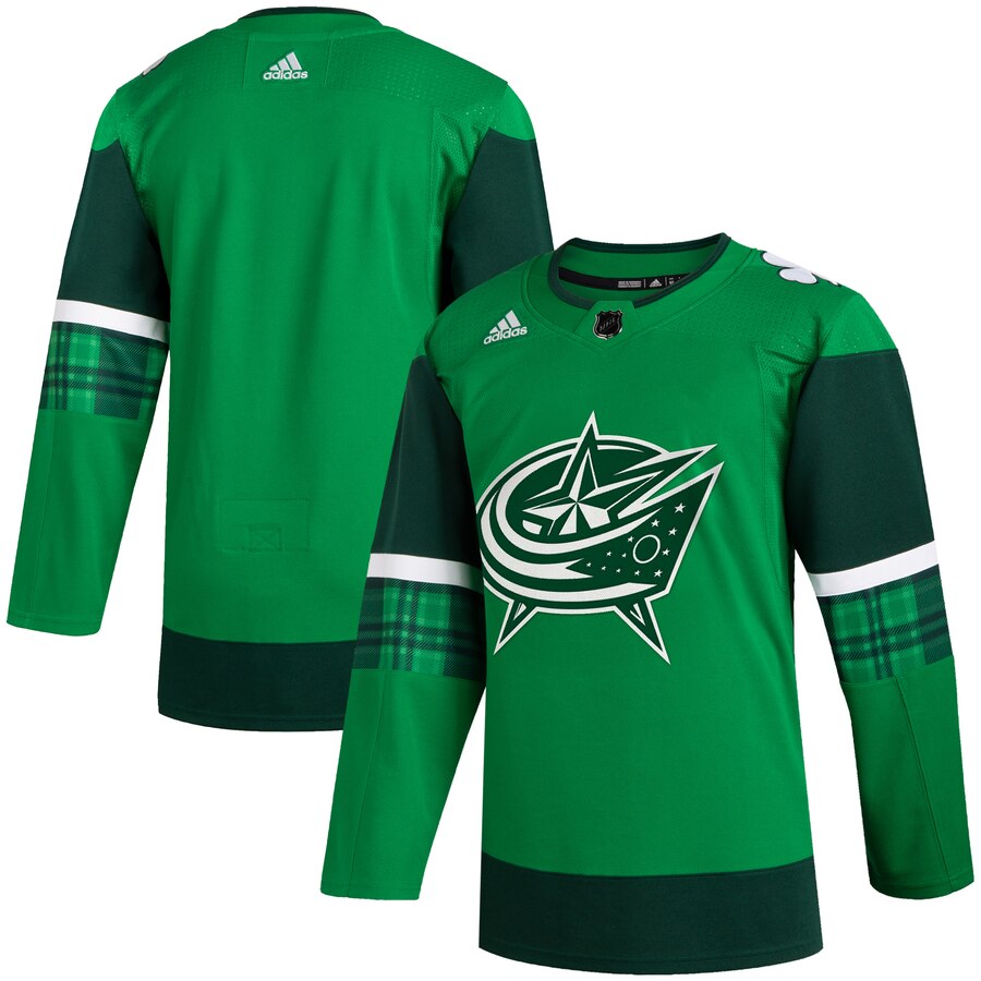 Columbus Blue Jackets Blank Men's Adidas 2020 St. Patrick's Day Stitched NHL Jersey Green.jpg